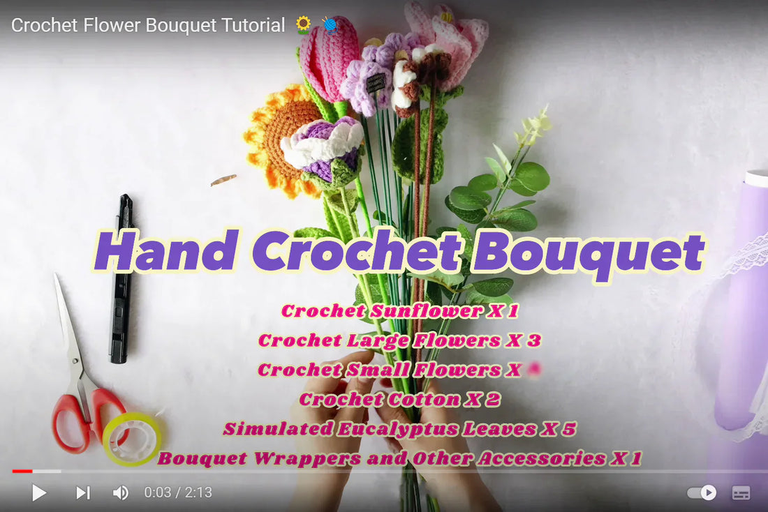 Free Tutorial: How to Wrap A Crochet Flower Bouquet?