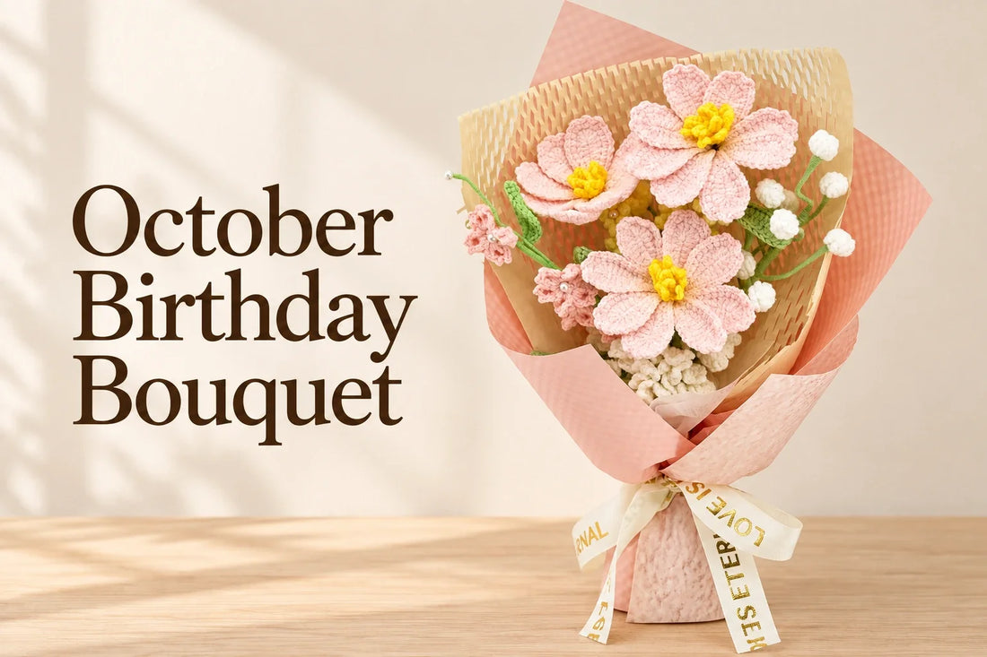 October birthday crochet bouquet cover