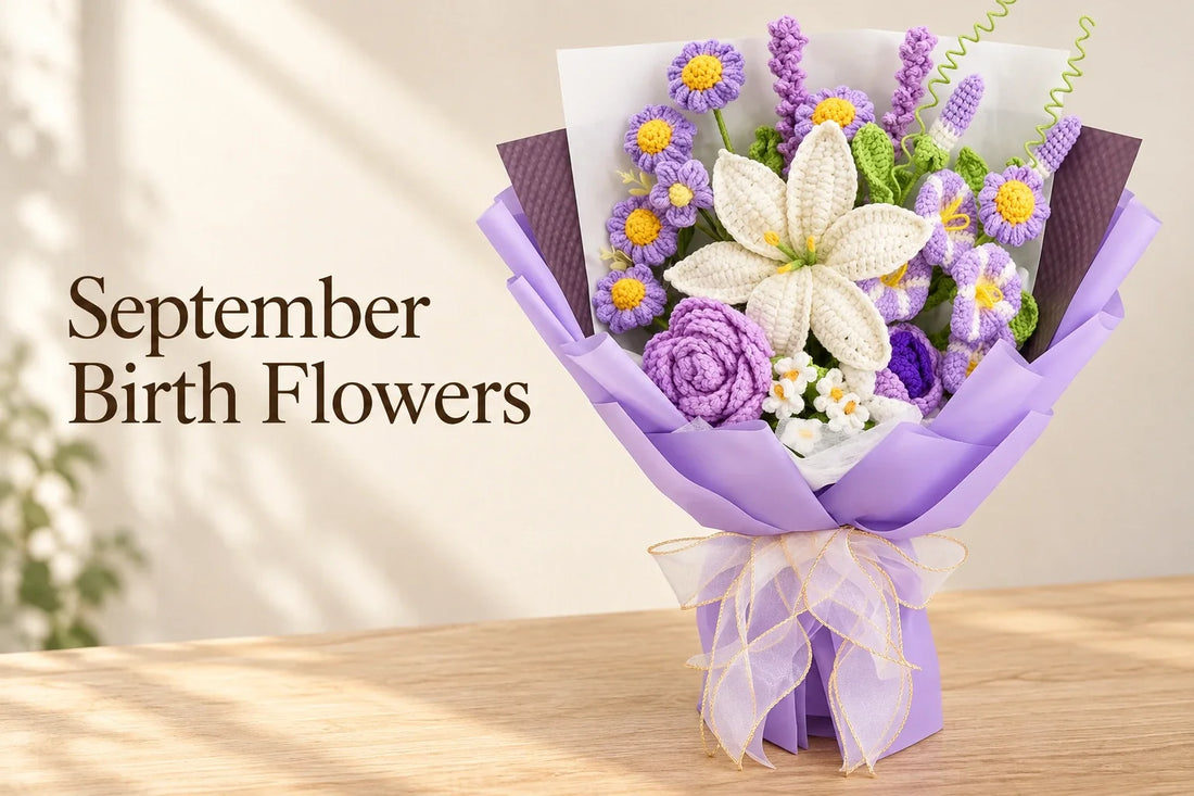 September birth flowers crochet bouquet cover