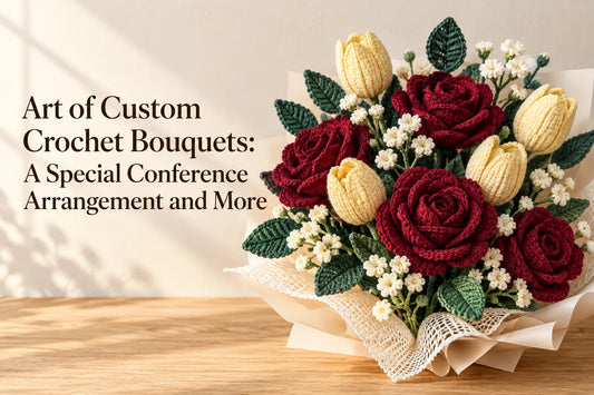 Custom crochet bouquets conference arrangement cover