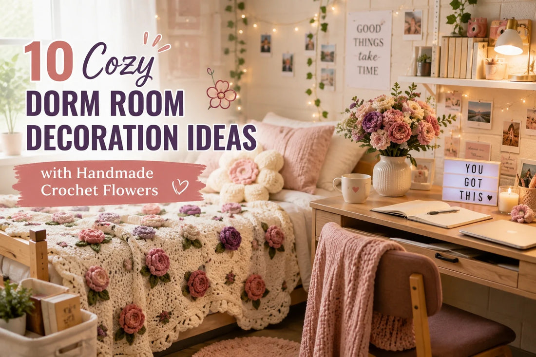 10 Cozy Dorm Room Decoration Ideas with Crochet Flowers