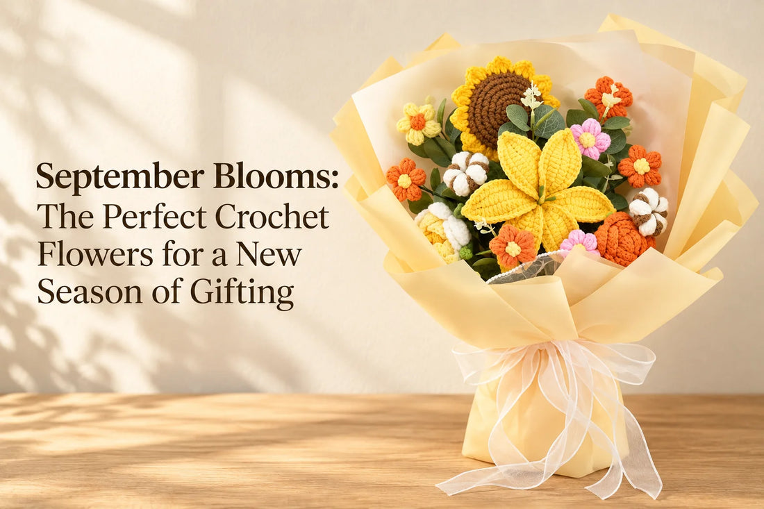September crochet flowers gift guide cover