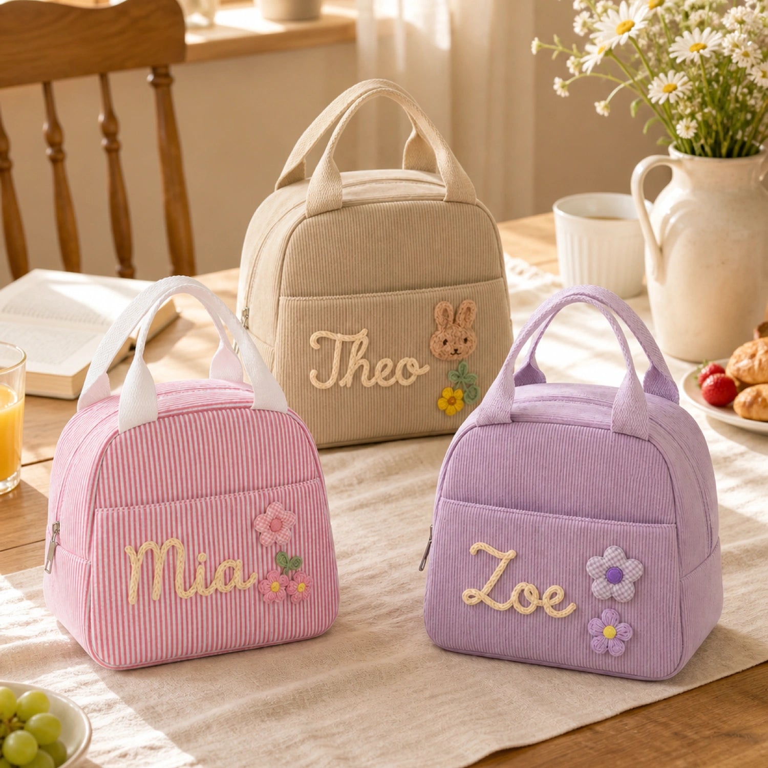 YSHomy Bolsa de Almuerzo Personalizada con Nombre Bordado