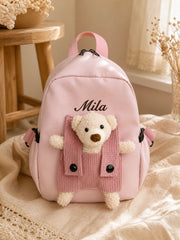 YSHomy Personalized Teddy Bear Toddler Backpack with Embroidery Name