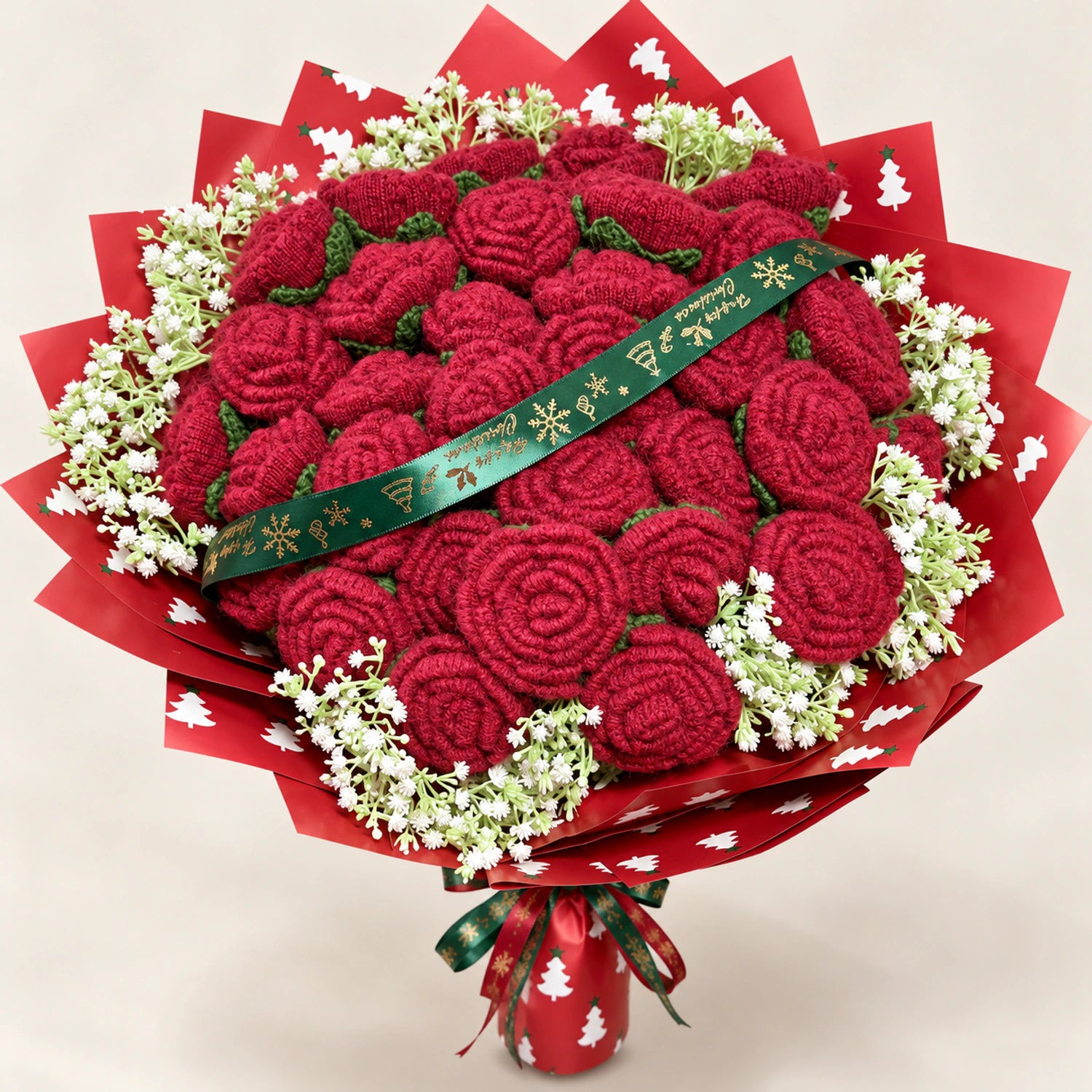 YSHomy Ramo gigante de rosas de crochet con forma de copa