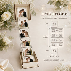 YSHomy Caja de Fotos de Madera Personalizada con Luz y Grabado