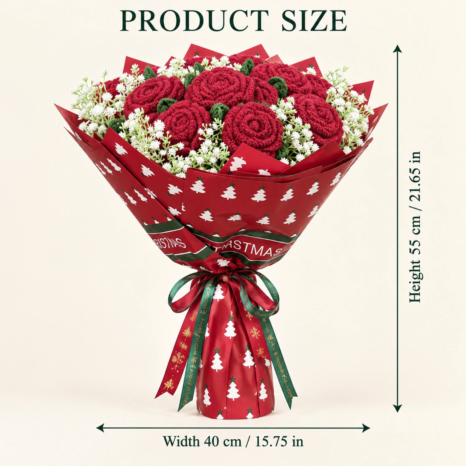 YSHomy Ramo gigante de rosas de crochet con forma de copa