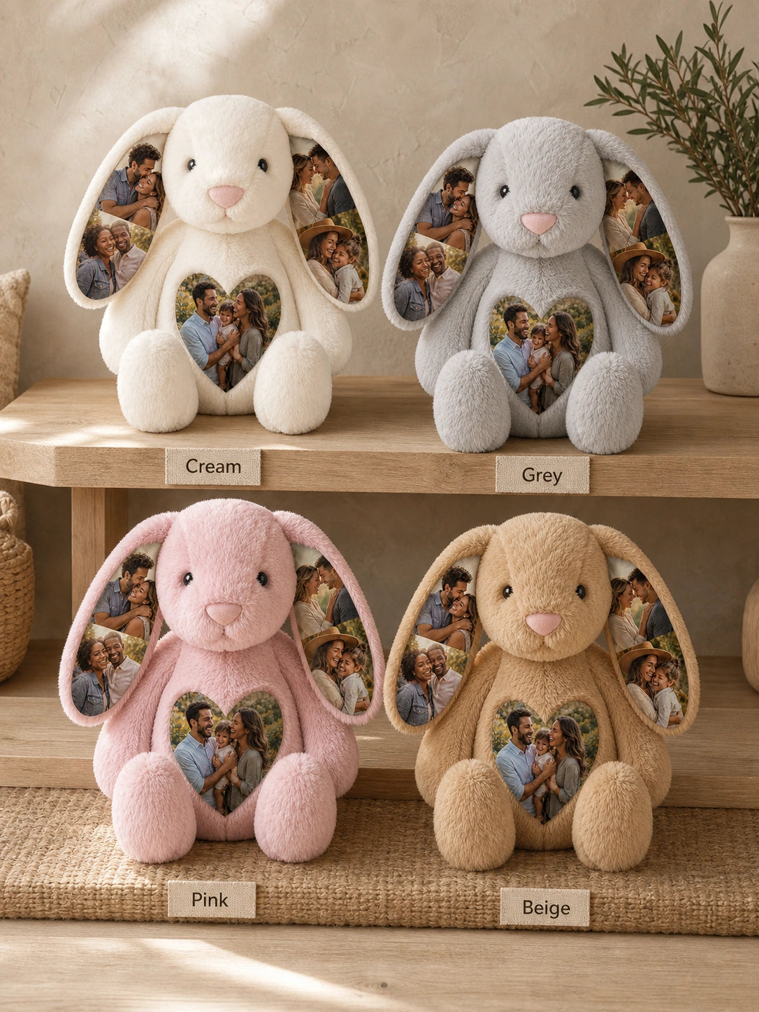 YSHomy Personalized Plush Bunny Toy with Custom Photos