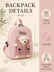 YSHomy Personalized Teddy Bear Toddler Backpack with Embroidery Name