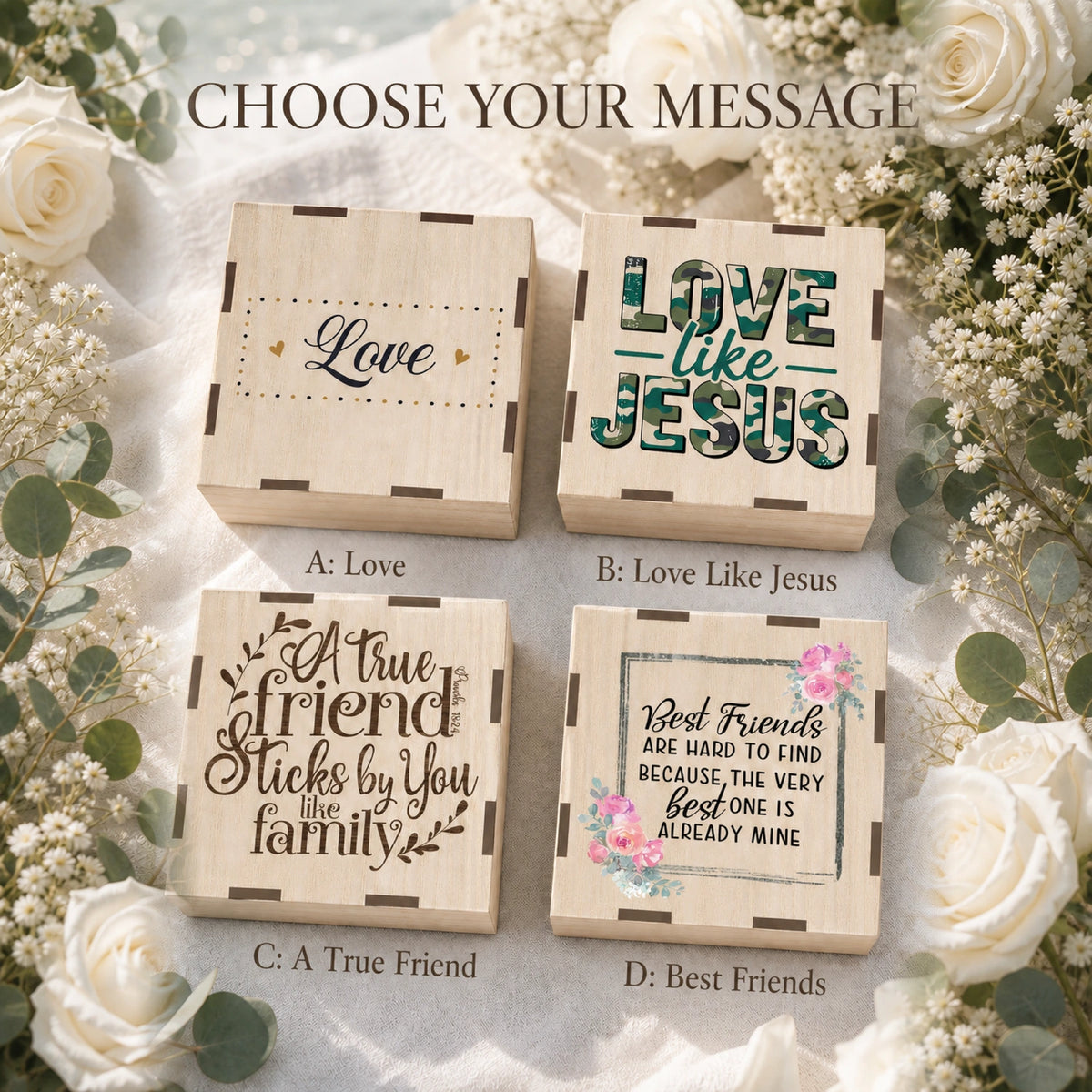 YSHomy Caja de Fotos de Madera Personalizada con Luz y Grabado