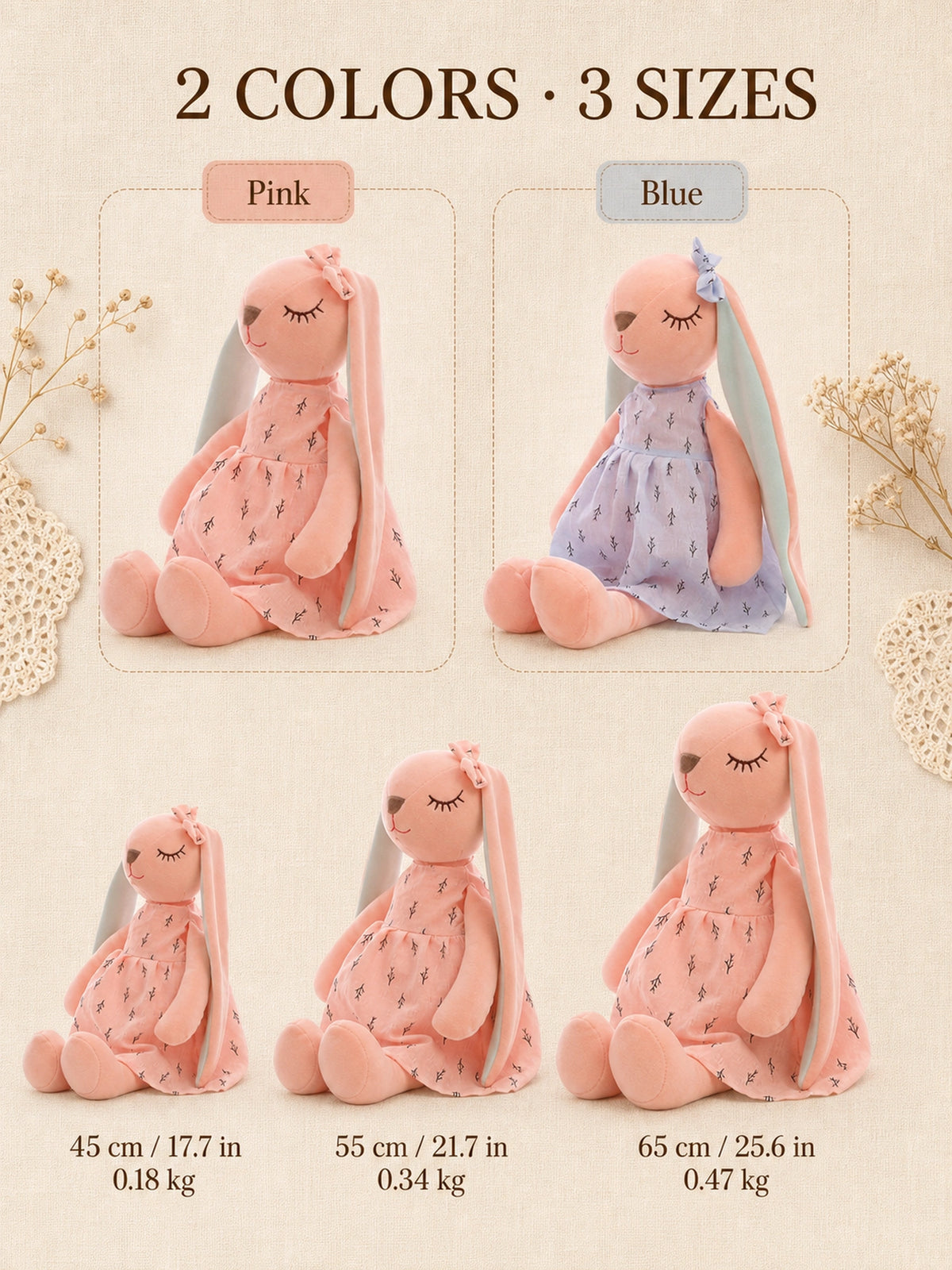 YSHomy Pink Custom Bunny Plush Toy with Embroidery Name