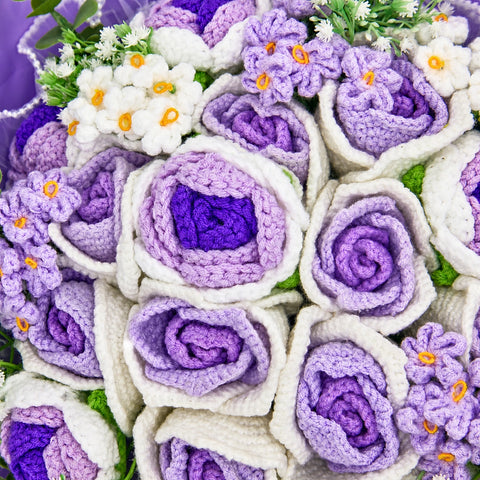YSHomy Bouquet gigante all'uncinetto con rose rosa e bianche