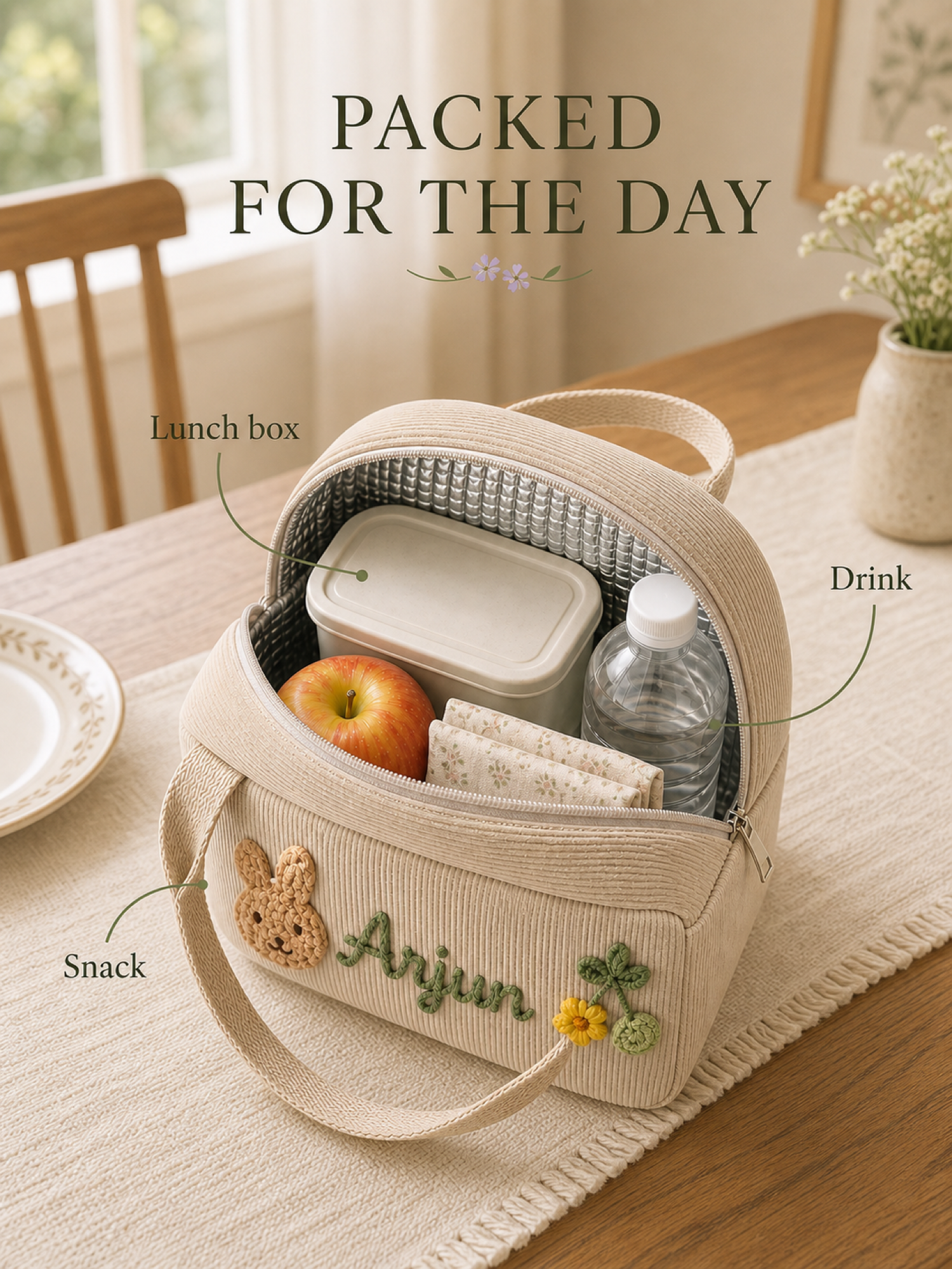YSHomy Bolsa de Almuerzo Personalizada con Nombre Bordado