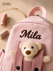 YSHomy Personalized Teddy Bear Toddler Backpack with Embroidery Name