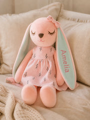YSHomy Pink Custom Bunny Plush Toy with Embroidery Name