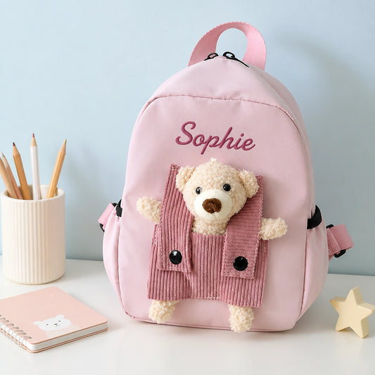 YSHomy Mochila infantil de oso de peluche personalizada con nombre bordado