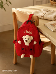 YSHomy Personalized Teddy Bear Toddler Backpack with Embroidery Name