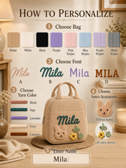 YSHomy Bolsa de Almuerzo Personalizada con Nombre Bordado