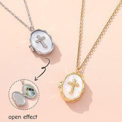 YSHomy Shell Cross Necklace with Personalized Photo & Text
