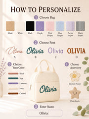 YSHomy Personalized Lunch Bag with Embroidery Name