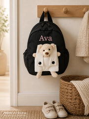 YSHomy Personalized Teddy Bear Toddler Backpack with Embroidery Name