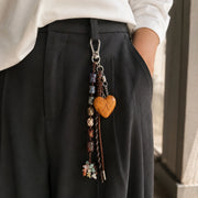 YSHomy Colgante para bolso con gema natural y corazón de madera personalizado