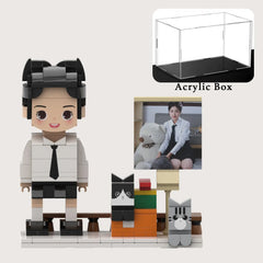 YSHomy Custom Single-Person Brick Figure from Your Photo - Cat Style