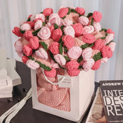 Couverture en crochet de fleurs roses YSHomy - Roses roses ombrées