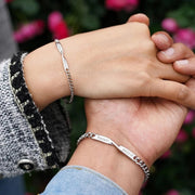 Mobius twisted bar couple bracelets with personalised engraving