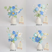 YSHomy Serie Blu di Fiori all'Uncinetto (Senza Vaso)