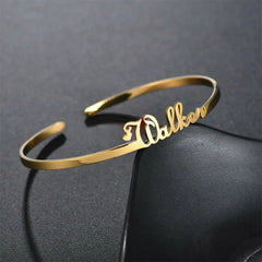 YSHomy Personalized 18K Gold-Plated Name Bracelet (3mm)