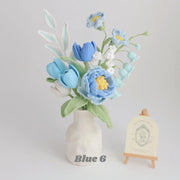 YSHomy Serie Blu di Fiori all'Uncinetto (Senza Vaso)