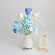 YSHomy Serie Blu di Fiori all'Uncinetto (Senza Vaso)