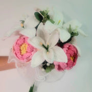 YSHomy Customized Crochet Lily & Peony Flower Bouquet for Wedding