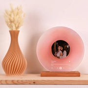 Vinyl record style night light printed with a custom photo and song