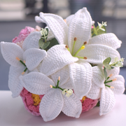 YSHomy Customized Crochet Lily & Peony Flower Bouquet for Wedding