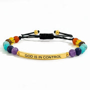 Bracelet of 14 natural stone beads, each engravable