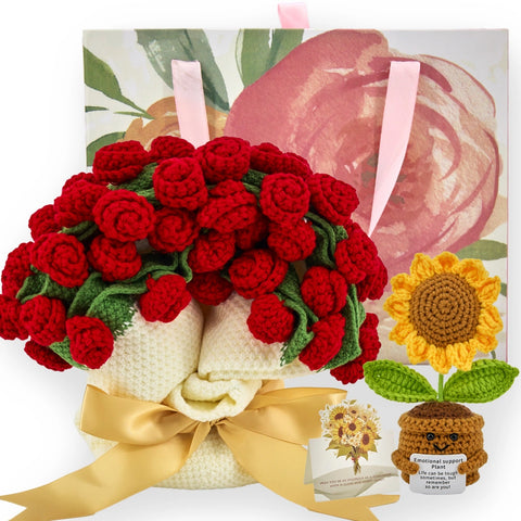 YSHomy Cashmere Flower Blanket Gift Box Set