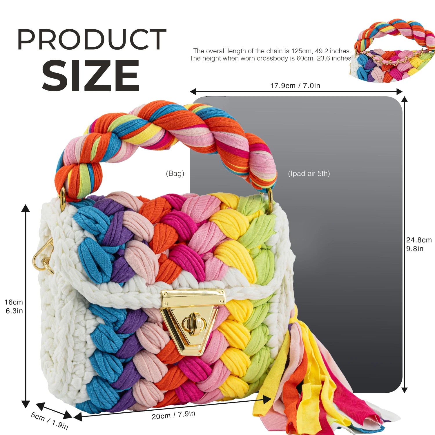YSHomy Handmade Crochet Crossbody Handbag with Twist Handle