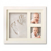 Memory frame with 3D clay handprint area and two photo slots