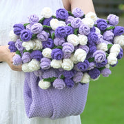Couverture en crochet YSHomy motif fleurs - Roses violettes et blanches
