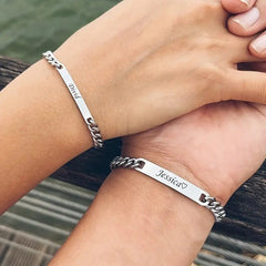 YSHomy Stainless Steel Couple Bracelets with Personalized Text