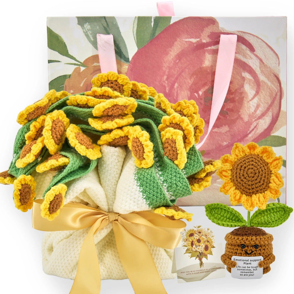 YSHomy Cashmere Flower Blanket Gift Box Set - Sunflower