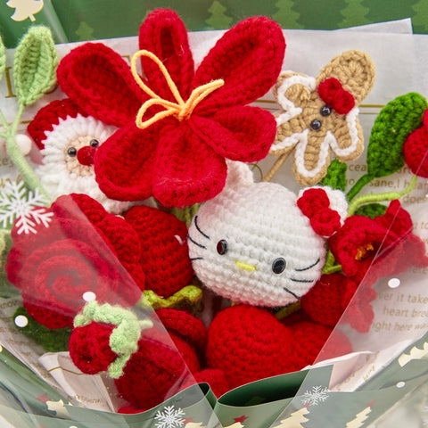 YSHomy Crochet Christmas Bouquet with Green Wrapping