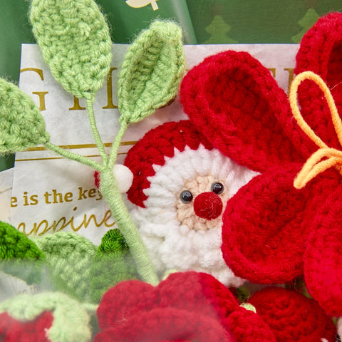 YSHomy Crochet Christmas Bouquet with Green Wrapping