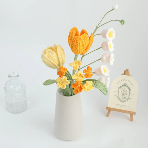 YSHomy Yellow Series Crochet Flower Bundle Set (No Vase)
