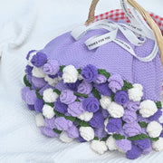 Couverture en crochet YSHomy motif fleurs - Roses violettes et blanches