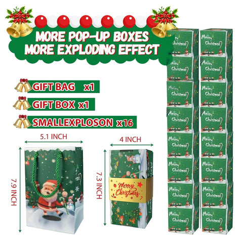 Christmas Surprise Pop Up Box with 16 PCS Exploding Box-Green