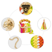 YSHomy Crochet Handbag with Twist Handle-Green & Orange