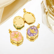 YSHomy Enamel & Crystal Gold-Plated Copper Pendant with Personalized Photo